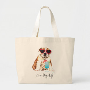 Summer Bulldog Grote Tote Bag