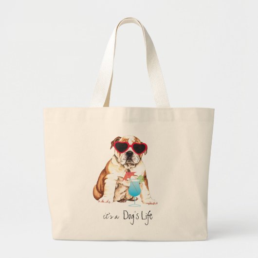 Summer Bulldog Grote Tote Bag (Voorkant)