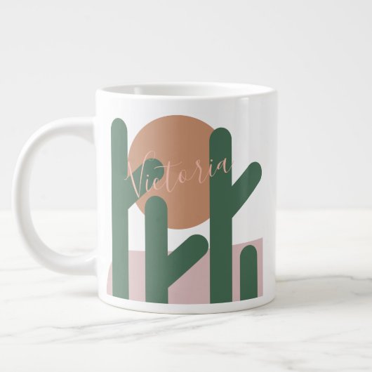 Summer Cactus Desert Sunset Nom Café Mug (Gauche)