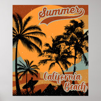 Summer California Beach Poster vintage
