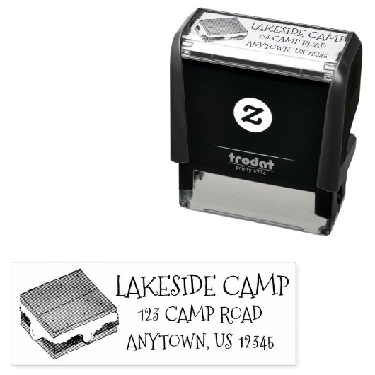 Summer Camp Campfire Marshmallow S'mores Foodie Zelfinktende Stempel (In situ)