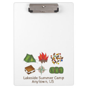 Summer Camp Counselor Smores Campfire Tent Compass Klembord