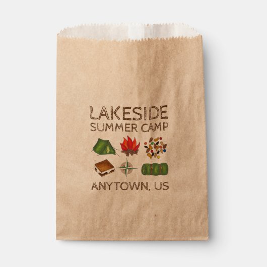 Summer Camp Fire Tent Compass Trail Mix S'mores Bedankzakje (Voorkant)