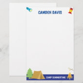 Summer Camp Personalized Stationery Briefpapier (Voorkant / Achterkant)