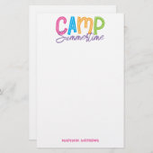 Summer Camp Personalized Stationery Briefpapier (Voorkant / Achterkant)