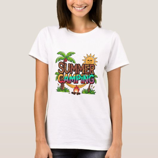 Summer Camping Leopard Print Beach Hammock  T-shirt (Voorkant)