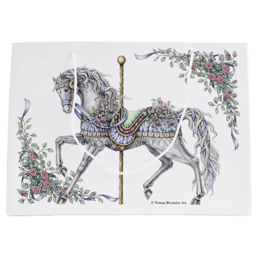 Summer Carousel Horse Draft Gift Bag Groot Cadeauzakje (Voorkant)