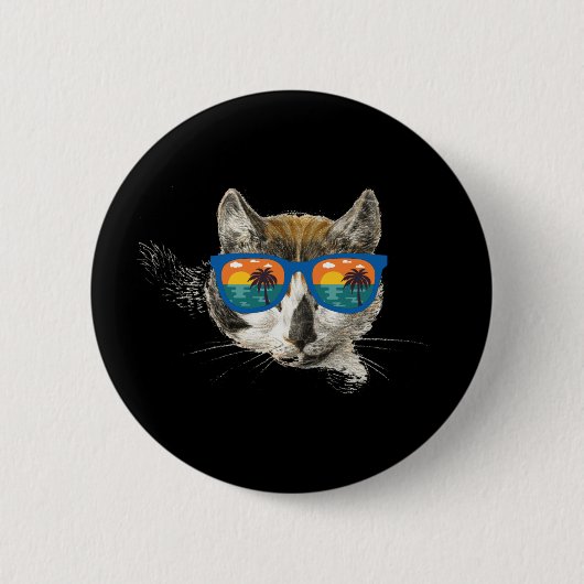 Summer Cat Funny Cat Ronde Button 5,7 Cm (Voorkant)