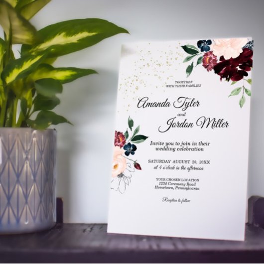 Summer Celebration Glitter Wedding Invitation Kaart