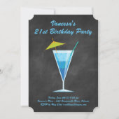 Summer Chalkboard 21st Birthday Party Invitation Kaart (Voorkant)