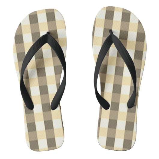 Summer Check Pattern Brown Tan Sandals Teenslipper Teenslippers (Voetbed)
