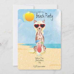 Summer Chinese Crested Beach Party nodigt uit Feestdagenkaart