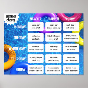 Summer Chore Chart Poster