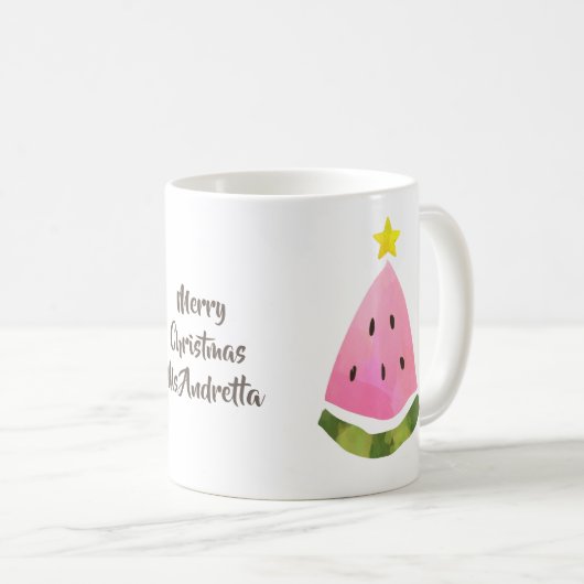 Summer Christmas Watermelon Tree Message Cup Mok (Voorkant rechts)
