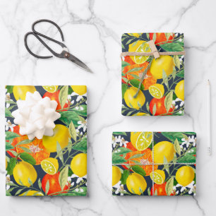 Summer, citrus, boho, bohemen, bloemMiddellandse Z Inpakpapier Vel
