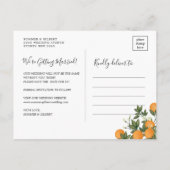 Summer Citrus Clementine Wedding Save the Date Aankondigingskaart (Achterkant)