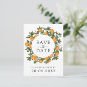 Summer Citrus Clementine Wedding Save the Date Aankondigingskaart (Staand voorkant)