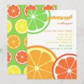 Summer Citrus Slices Invitation Kaart (Voorkant / Achterkant)
