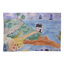 Summer Coast & Flowers Tea Towel