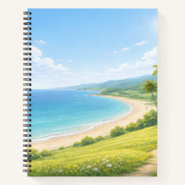 Summer Coastal Landscape Spiral Notebook Notitieboek
