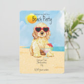 Summer Cocker Spaniel Beach Party Invitation Feestdagenkaart (Staand voorkant)