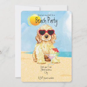 Summer Cocker Spaniel Beach Party Invitation Feestdagenkaart