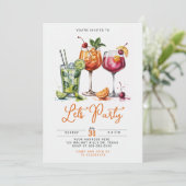 Summer Cocktail Party with Colorful Drinks Kaart (Staand voorkant)