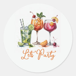 Summer Cocktail Party with Colorful Drinks Ronde Sticker