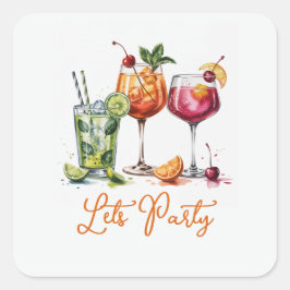 Summer Cocktail Party with Colorful Drinks Vierkante Sticker