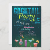 Summer, Cocktail, Pool Birthday Party Kaart (Voorkant)