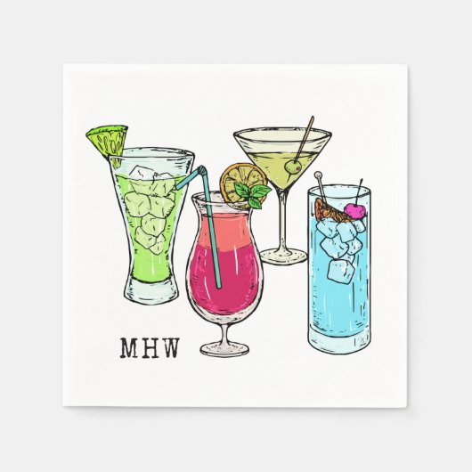 Summer Cocktails aangepaste monogram servetten (Voorkant)