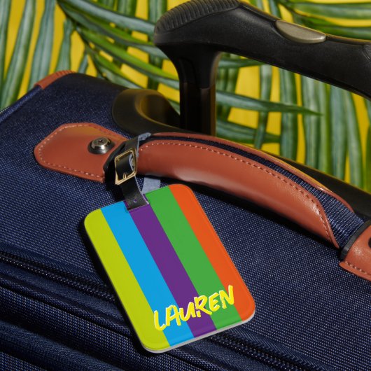 Summer Colorful Stripes Personalized Bagagelabel (Voorkant Insitu 1)