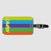 Summer Colorful Stripes Personalized Bagagelabel (Voorkant (horizontaal))