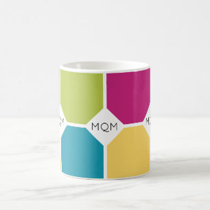 SUMMER COLORS Quadrants Triple MONOGRAM Koffiemok