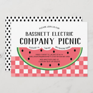 Summer Company Party Invitation Watermelon Picnic Kaart