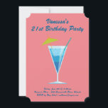 Summer Coral & Blue 21st Birthday Party Invitation<br><div class="desc">Cette invitation colorée à la fête d'anniversaire est agrémentée d'un cocktail bleu amusant sur un arrière - plan corallien lumineux, ce qui en fait un lieu idéal pour les fêtes d'été, tropicales, de luau ou de la piscine 21e anniversaire. Il est facile de customiser avec vos propres détails et votre...</div>