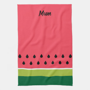 Summer Coral Pink Green Watermelon Fruit Slice Theedoek