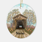 Summer Covered Bridge Keramisch Ornament (Links)