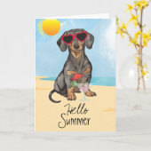 Summer Dachshund Kaart (Gele Bloem)