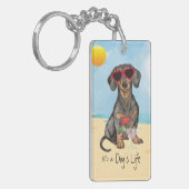 Summer Dachshund Sleutelhanger (Voorkant Links)