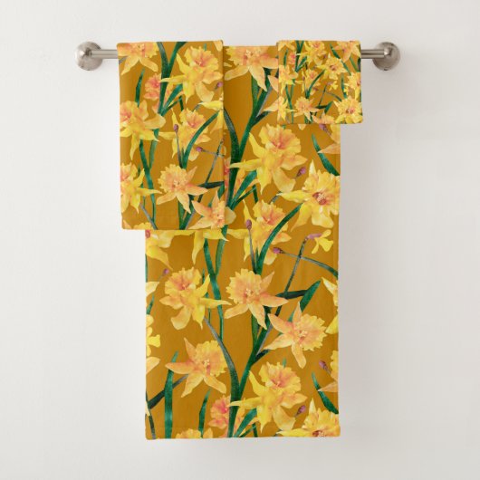 Summer Daffodil Pattern Bad Handdoek (Insitu)