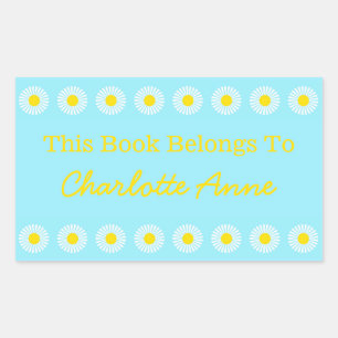 Summer Daisy gepersonaliseerd boek Bord Rechthoekige Sticker