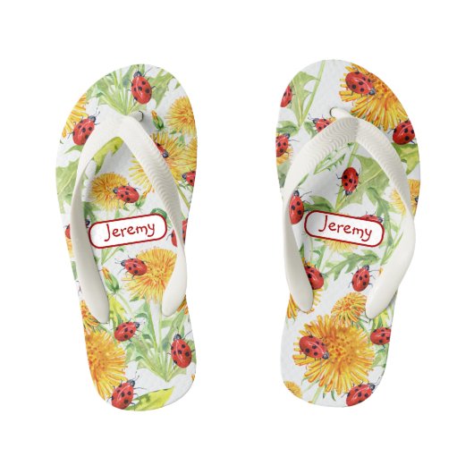 Summer Dandelions en Ladybugs Kinder Teenslippers (Voetbed)