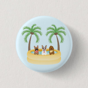 Summer Dogs Swimming pool Ronde Button 3,2 Cm