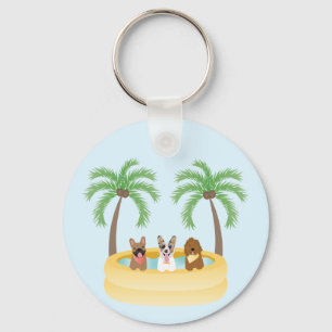 Summer Dogs Swimming pool Sleutelhanger