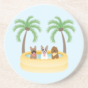 Summer Dogs Swimming pool Zandsteen Onderzetter