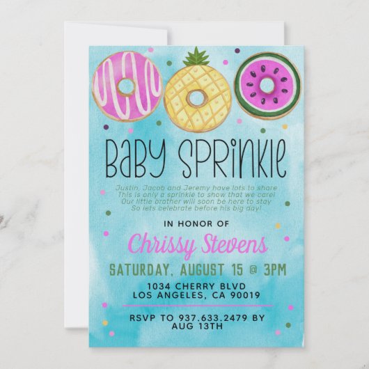 Summer Donut Baby Sprinkle Shower Kaart (Voorkant)