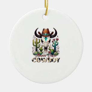 Summer Down Cowboy Koe Skull westerne cactus Keramisch Ornament