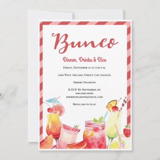Summer Drink Bunco Kaart (Voorkant)