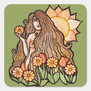Summer Earth Goddess Vierkante Sticker